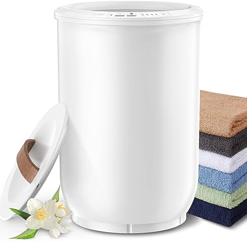 FLYHIT Large Towel Warmer for Bathroom - Heated Towel Warmers Bucket, Wood Handle, Auto Shut Off, Fits Up to Two 40"X70" Oversized Towels, Bathrobes, Blankets, Best Ideal for Mother