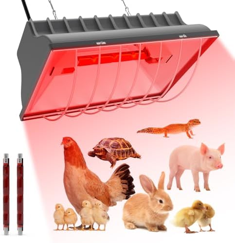UTFEEDY Chicken Coop Heater, Aluminum Brooder Heater Lamp for 30 Chicks or Duckling, 250 Watts Heating Plate Lamp Warmer with Adjustable Temperature & 8 feet Iron Chain for Amphibians, Livestock, Pets