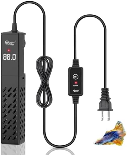 hygger Upgrade Ceramic Aquarium Heater, 100W Digital Fish Tank Heater with Automatic Power-Off and Over-Temperature Protection, Energy Saving Submersible Aquarium Heater for Freshwater and Saltwater