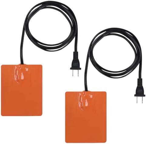 Silicone Pad Heater - 4 * 5in Car Engine Oil Pan Heater with 194°F Thermal Protector & 68" Power Cord, Self-adhesive Warmer for Automotive (120V 150W) 2pcs