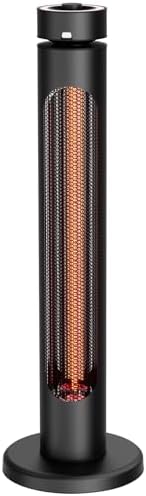 Portable Outdoor Heater Infrared 1500W 8 Heat Levels 8H Timers Carbon Fiber Tube Patio Heater Tip-Over&Overheat Protection IP65 Waterproof Garden, Black