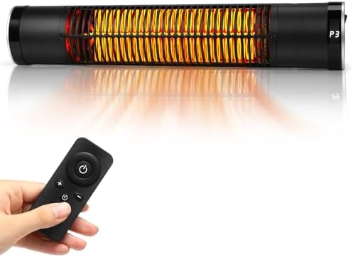 Electric Outdoor Heater, 1500W Patio Heater for Outdoor Use, Wall-Mounted Carbon Infrared Heater,With Remote, 3 Heat Levels, 8H Timers, Radiant Heater for Garage, Gazebos, Shop