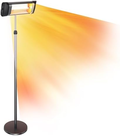 Westinghouse Outdoor Electric Patio Heater, Water Resistant, 44-73" Height Adjustable, Overheat Protection, Auto Shut Off Tip Over Switch, Pole Mounted Infrared Heater for Backyard, Deck, & More