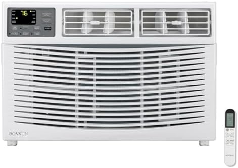 ROVSUN 8000 BTU Air Conditioner Window Unit with Heat, 4-in-1 Window AC Unit Cooler, Heater, Dehumidifier & Fan with Timer, Remote Control & Installation Kit for Rooms up to 350 Sq. Ft, 115V/60Hz