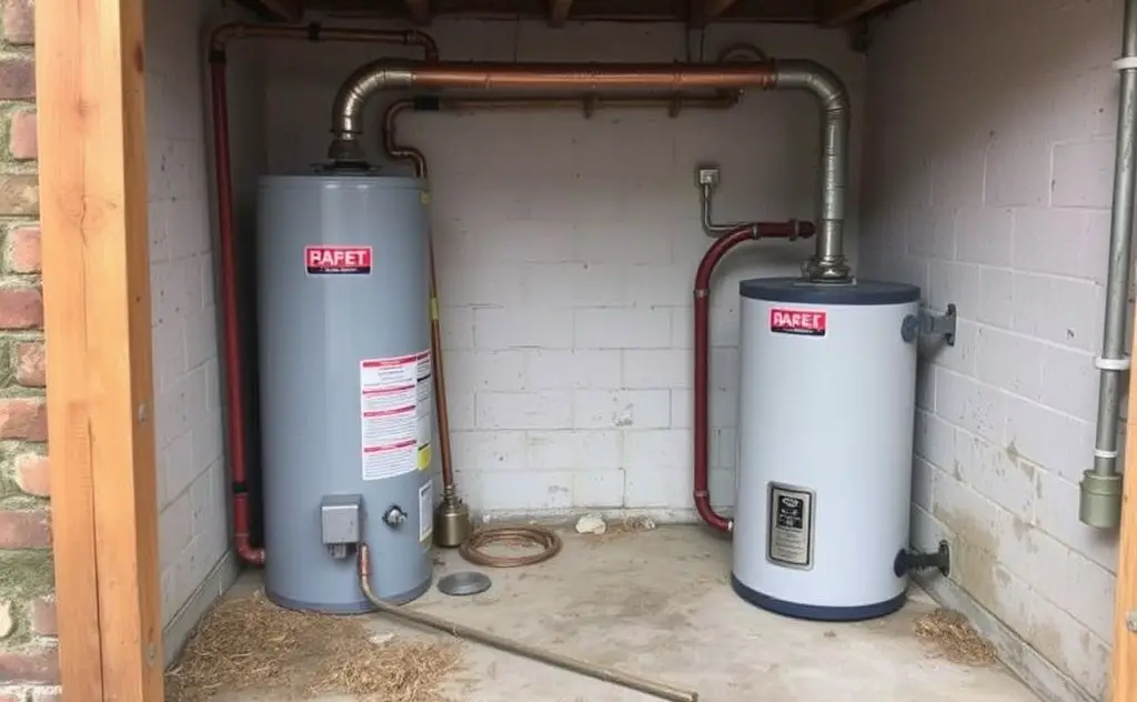 Gas heater storage location tips, safe and dry.