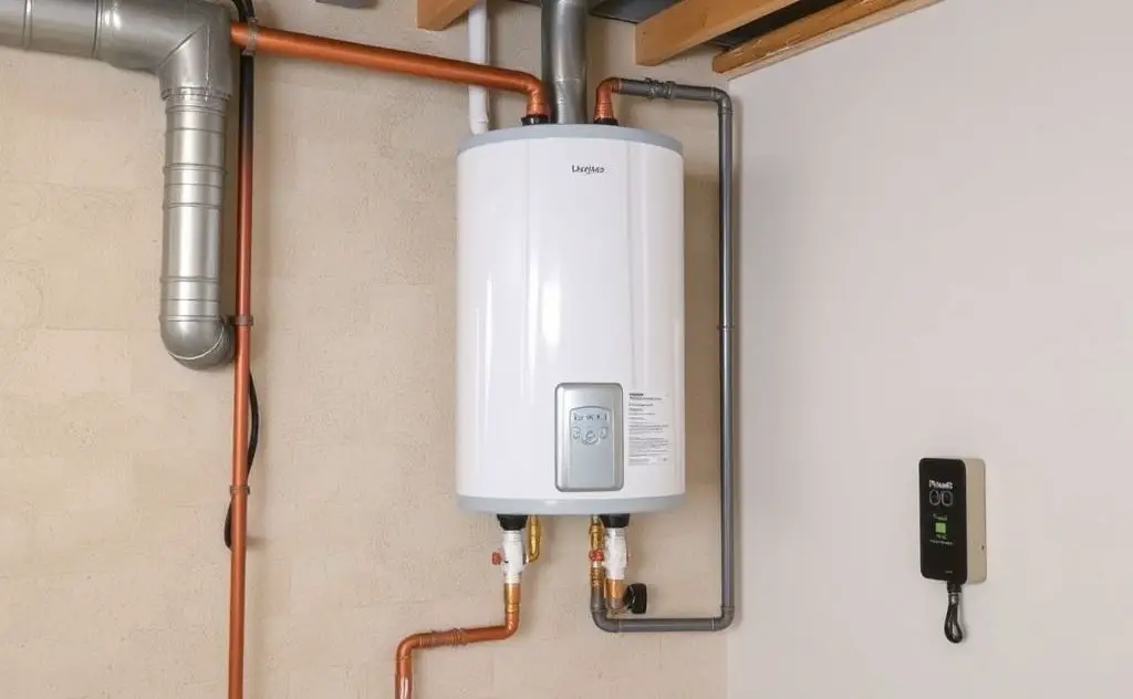 Gas water heater venting through wall system