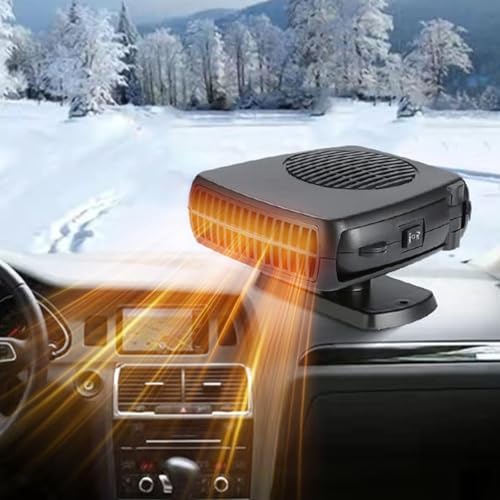 Car Heater 12V 200W Portable Heaters for Vehicle,2-in-1 Heating/Cooling Fan,Plug in Car Heater for Cigarette Lighter,360° Rotatable Defogger for Car Windshield for Car, RV, SUV