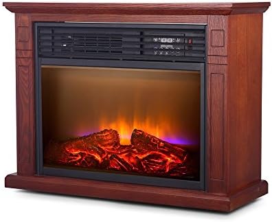 Comfort Glow Mobile Quartz Electric Fireplace Heater with Remote, 4,600 BTU, Heats Up To 700 Sq Ft, 2 Heat Settings, Programmable Timer, Freestanding - Indoor Electric Fireplace For Home