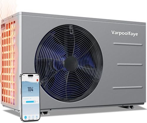 Varpoolfaye Electric Pool Heater For Inground Pool 30000 BTU Swimming Pool Heater Pump Above Ground Pool Heater 120V 8000 Gallon Heating or Cooling WiFi Control Schedule