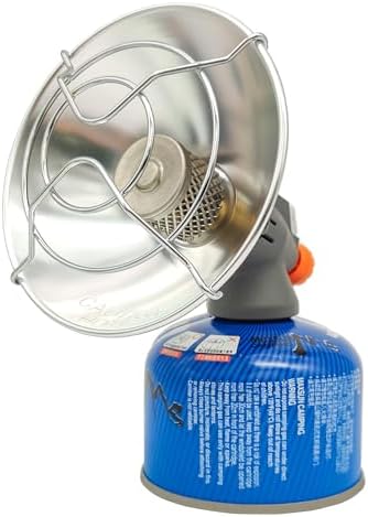 Berkebun 4,300 BTU 2-in-1 Portable Propane and Butane Tent Heater for Camping, Camper, Small Outdoor Gas Heating for Winter, Fast Heating, Gas Saving, Light Weight, Silver & Green