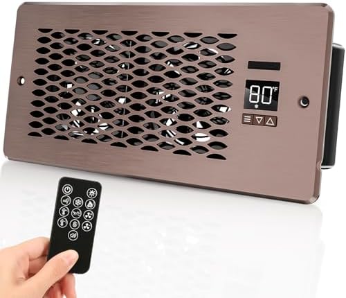 Yusuuo Built-in Register Booster Fan with Cover for Air Heat Vent with Fan,Fits 4"x10" Duct/Ceiling/Floor Vents, Improves AC & Heating/Cooling,Quiet 10-Speed Household/Bedroom Ventilation,smart,Bronze