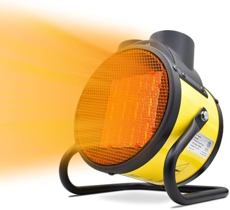 Electric Patio Heater - Greenhouse Fan Heater Portable Space Heater, Adjustable Thermostat, for Greenhouse, Garage, Office, Workplace, PTC Fast Heating, Electric Ceramic Heaters,Metal Base
