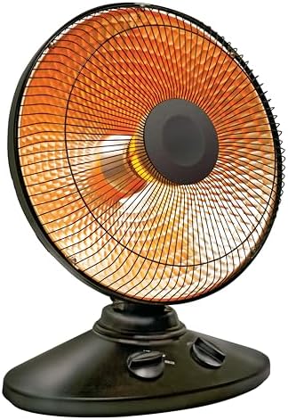 Comfort Glow Oscillating Parabolic Space Heater, 1000W Radiant Dish Heater with Adjustable Tilt, Energy Efficient, Variable Heat, Overheat & Tip-Over Protection - Radiant Heaters for Indoor Use