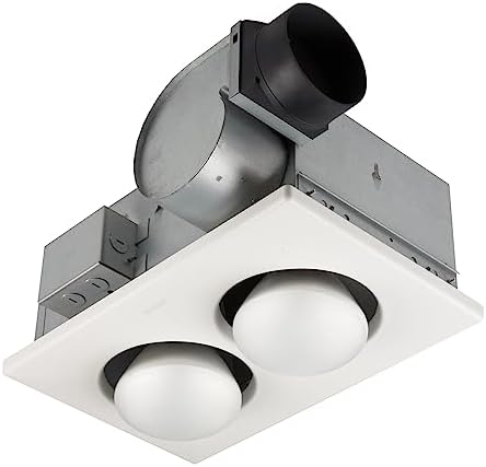 Broan-NuTone 164 Type IC Infrared Two-Bulb Ceiling Heater with Fan, 250 Watt, White