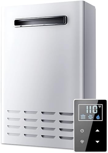 Propane Tankless Water Heater Outdoor, 5.2 GPM 130000 BTU On Demand Hot Water Heater with Remote Control, 110V Residential Instant Propane Waterheater