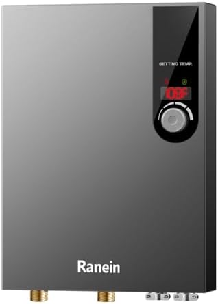 Ranein Electric Tankless Water Heater, 18kW 240V on Demand Instant Endless Water Heater with LED Temperature Display for Residential Whole House Shower, Space Saving