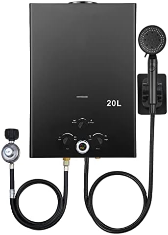 Tankless Water Heater 5.26GPM 20L Outdoor Portable GasHot Water Heater Instant Propane water heater with Digital Display Multi-Protection for Camping Trips Boat Cabins