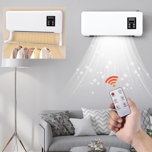 Ductless Portable Air Conditioners No Windows Needed. Mini Aire Acondicionado Portatil, 3 in 1 Wall Mounted Air Conditioner Drying Rack for Bathroom Office, RV Air Conditioner Heater and Fan Combo (B)