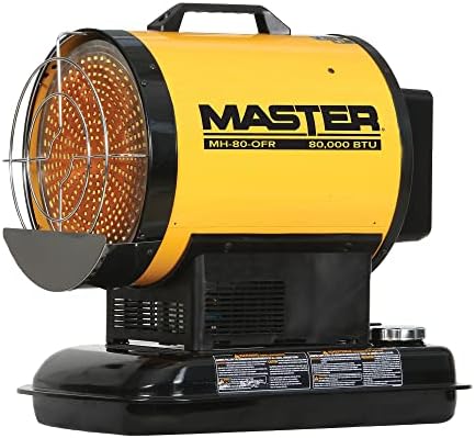 Master 80,000 BTU Battery Operated Kerosene/Diesel Radiant Heater, Portable Forced Air Heater for Indoor, Construction, Shop, Garage, Greenhouse