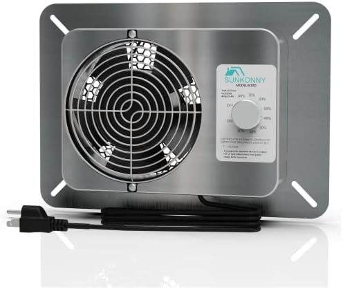 Sunkonny Stainless Steel Crawl Space Vent Fan - 300 CFM Air Out Ventilation Fan with Humidistat Dehumidistat, IP55 Exhaust Fan with Metal Fan Cage for Crawlspace Foundation Basements Attic Garage