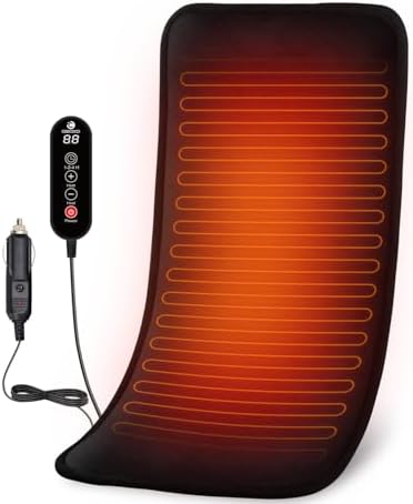 12V/24V Car Heated Blanket for Back Pain Relief, CooCoCo 12" x 24" Car Electric Blanket with 5 Heat Setting, Auto-Off, FSA HSA Eligible Heated Blanket for Travel, Ideal Gifts for Women Men Mom Dad
