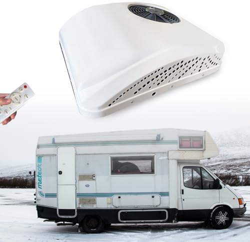 RV Air Conditioner with Heat 24V Universal Rooftop Ac Unit Rv Air Conditioner Heater Combo, 8500BTU Quiet 24 Volt Camper A/C Unit, 2 In 1 Heating & Cooling Mode For Car, Truck, Trailer, Boat, Caravan