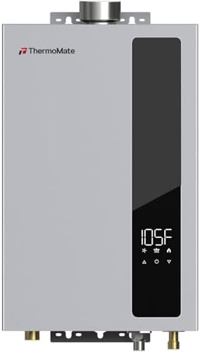 ThermoMate 102,000 BTU 4.7 GPM Natural Gas Tankless Water Heater, High Efficiency Instant On-Demand Hot Water for Whole House Use, Indoor Residential Water Heater with Multi-Point Simultaneous Heating