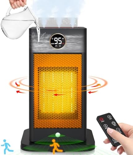 Space Heater with Humidifier, 3-in-1 Space Heaters for Indoor Use with Motion Sensor/3D Flame Effect,1500W Portable Heater for Office/Bedroom/Home/Room/Garage/Electric Heater with Thermostat04
