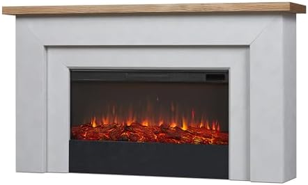 Real Flame Malie 68" Landscape Electric Fireplace with Mantel for Living Room or Bedroom, Replaceable Fireplace Insert Heater, Realistic Log and Flame Effect, Remote Control, Timer