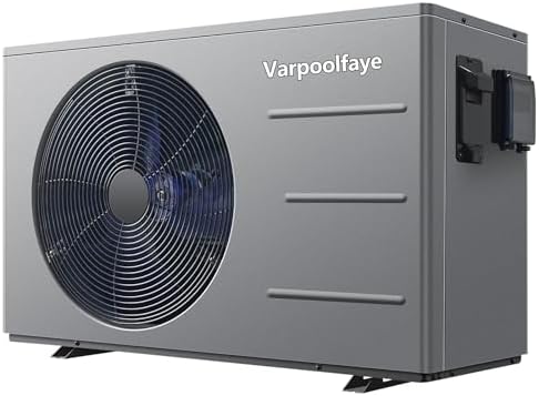 Varpoolfaye 30000 BTU Swimming Pool Heat Pump Above Ground Pool Heater 8000 Gallon Heating or Cooling Electric Pool Heater for Inground Pool WiFi Control Schedule 120V