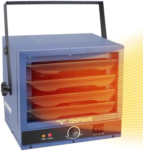TEMPWARE Electric Garage Heater, 5000-Watt Ceiling Mount Shop Heater with 3 Heat Levels, 240-Volt Hardwired Fan-Forced, Ideal for Workshop