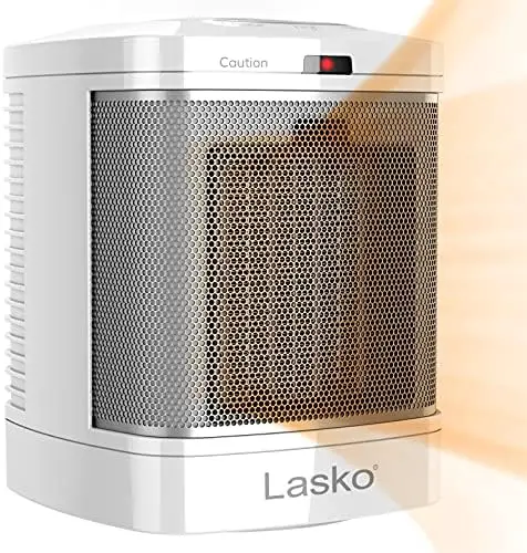 Lasko CD08200 Small Portable Ceramic Space Heater for Bathroom and Indoor Home Use, White, 6.25 x 6.25 x 7.65 inches