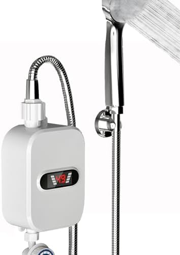 Tankless Water Heater, Electric Instant Hot Water Heater for Shower, 2100W On Demand Rapid Heating, Mini Portable Water Heater for Bathroom, LCD Digital Display
