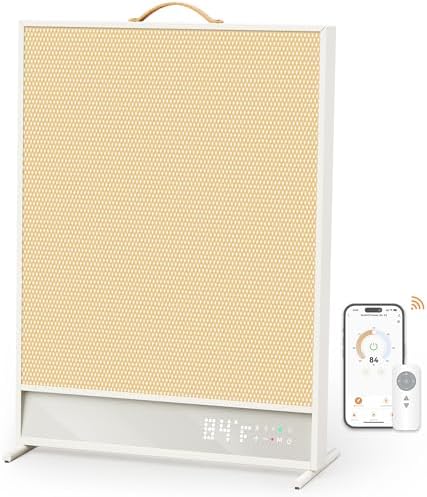 Space Heater with Thermostat, Radiant Convection Far-Infrared Heater, Energy Efficient Portable Electric Space Heaters for Indoor Use Large Room Bedroom Garage Office, No Fan, Quiet