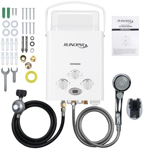 Portable Water Heater Propane Tankless - 6L 1.58GPM RV on demand Hot Gas Outdoor Digital Display Water Heater for Camping,Boat,Cabins
