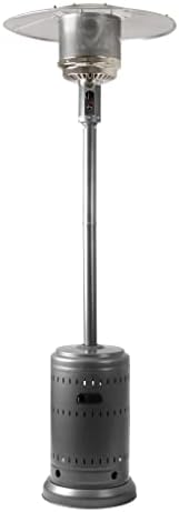Amazon Basics 46,000 BTU Outdoor Propane Patio Heater with Wheels, Commercial & Residential, Slate Gray, with Water Tank, 32.1 x 32.1 x 91.3 inches (LxWxH)