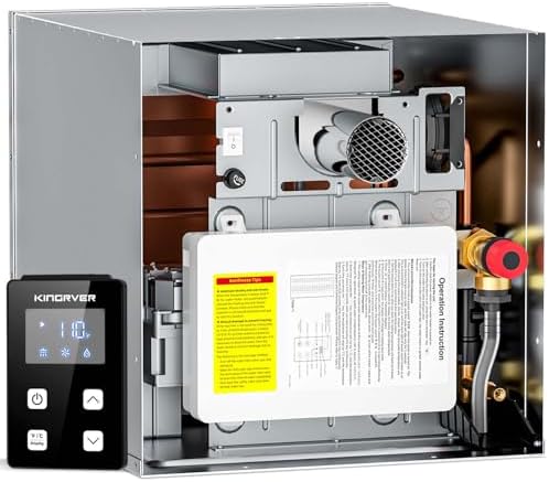 RV Tankless Water Heater without Door, KINGRVER, Propane Gas, DC 12V, 3 Optional Door Sizes 15"x15", 15"x18" and 18"x18" for Refitment, Compatible with All RVs, Sufficient Power, High Altitude