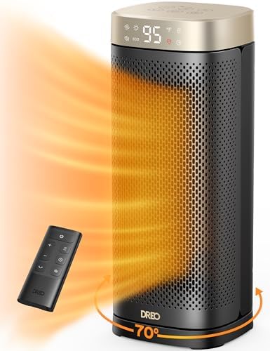Dreo Space Heaters for Indoor Use Large Room, 70 ° Oscillation, Fast Heating Ceramic Electric with Digital Thermostat, Remote Control, 1-12H Timer, Overheat Protection, Safety Heater for Bedroom