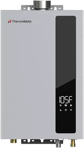 ThermoMate 102,000 BTU 4.7 GPM Natural Gas Tankless Water Heater, High Efficiency Instant On-Demand Hot Water for Whole House Use, Indoor Residential Water Heater with Multi-Point Simultaneous Heating