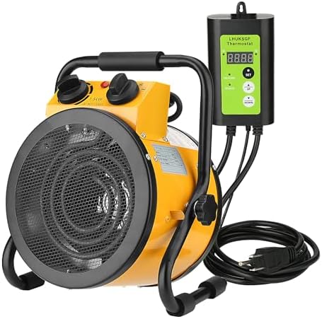 LHUKSGF Greenhouse Heater with Digital Thermostat, Grow Tent Heaters, Overheat Protection, Fast Heating for Green House, Flower Room, YE