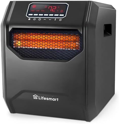 LifeSmart Infrared Space Heater, 1500 Watt w/ Remote and Digital Display, Black