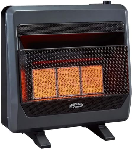 Bluegrass Living B30TNIR-BB Natural Gas Vent Free Infrared Gas Space Heater With Thermostat Control, Blower, and Base Feet, 30,000 BTU, Heats Up to 1,450 Square Ft, Black
