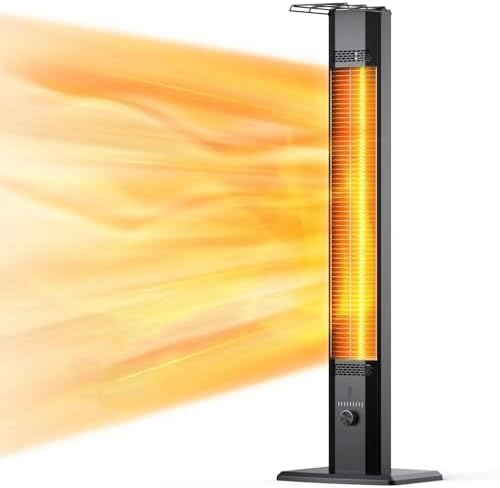 FLOWBREEZE Patio Heater, Portable Outdoor Heater, 1200W, 3S Instant Heating, Infrared Heater with 60°Oscillating, 180min Timer, Tip-over Protection, Super Quiet Electric Heaters for Indoor Outdoor Use