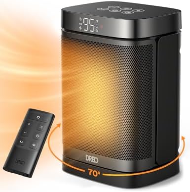 Dreo Space Heater, 1500W Portable Electric Heaters for Indoor Use, PTC Ceramic Heater for Office with Remote, Thermostat, 70°Oscillation, 12H Timer, 5 Modes, Safe Quiet Room Heater for Bedroom