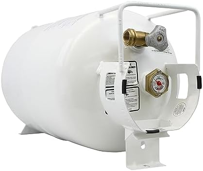 Flame King YSN301HZL 30lb Steel Horizontal Propane Tank Cylinder for Fire Pit Tables, Patio Heaters, Barbeques, RVs, and Truck Campers, 30-Pound, White