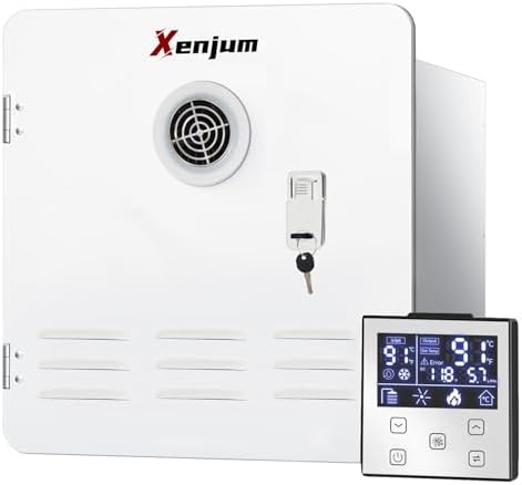 Xenjum RV Tankless Water Heater 65,000 BTU - Propane Instant Hot Water Heater for RV/Camper Van with Showerhead Kit, 12V On-Demand System, Dual Water Outlet & Remote Controller