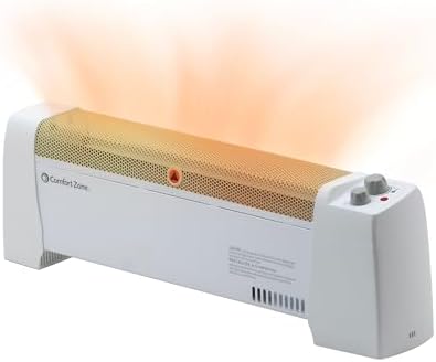 Comfort Zone Electric Baseboard Space Heater with Adjustable Thermostat, Dent-Proof End Panels, Overheat Protection, Tip-Over Switch, & Stay-Cool Body, Ideal for Home, Bedroom, & Office, 1,500W, CZ600