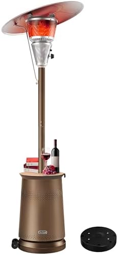 Mars Explo 50,000 BTU Patio Heater for Outdoor Use With Adjustable Heat Focusing Top, Propane Patio Heater with Wheels, Stainless Steel Burner for Porch Garden Commercial Residential, Dark Brown