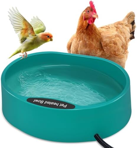 GHWMYD Heated Water Bowl for Chicken, Large Capacity 125OZ Poultry Water Heater for Hens Turkey Goose Duck Pigeon Poultry Birds Drinker in Winter, Chicken Coop Accessories No More Frozen Food Water