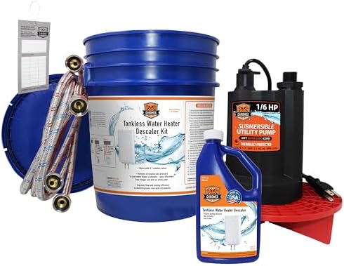Chromex Tankless Water Heater Flush Kit with Certified Liquid Descaling Solution and 1/6HP Extra Strength Pump